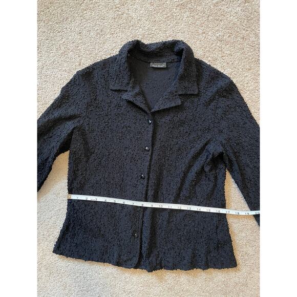 Front Street Womens Large Button Up Cardigan Black Collar Diamond Shape Button - Picture 10 of 11